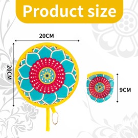 ALNKDH 4 Pcs Mandala Pattern Hand Fan,Chinese Japanese Style Foldable Fan,Multi-Role Round Handheld Fans, Beautiful Patterns For Wedding Party Home Decor Personal Decoration (4Pcs Mandala)