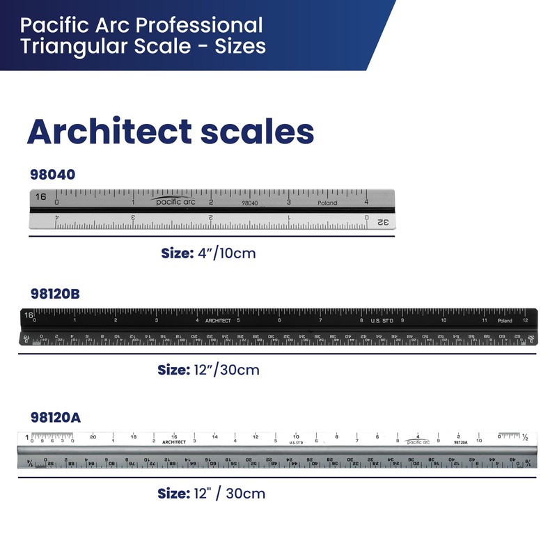 Pacific Arc - Professional Aluminum Triangular Scale - Architecture Scale