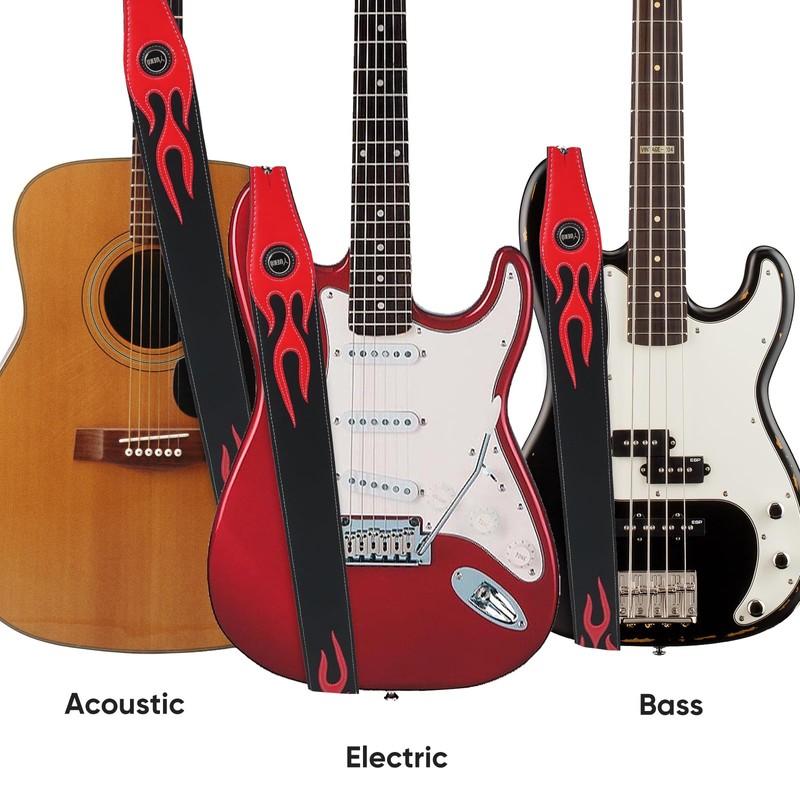 YUEKO Cool Lightning Pattern Flame Guitar Strap for Electric Guitar