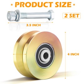 2 Sets 4" V Groove Slide Gate Roller Wheels | Solid 4" Dia 1-3/4" | Double Bearing 3000 Lbs