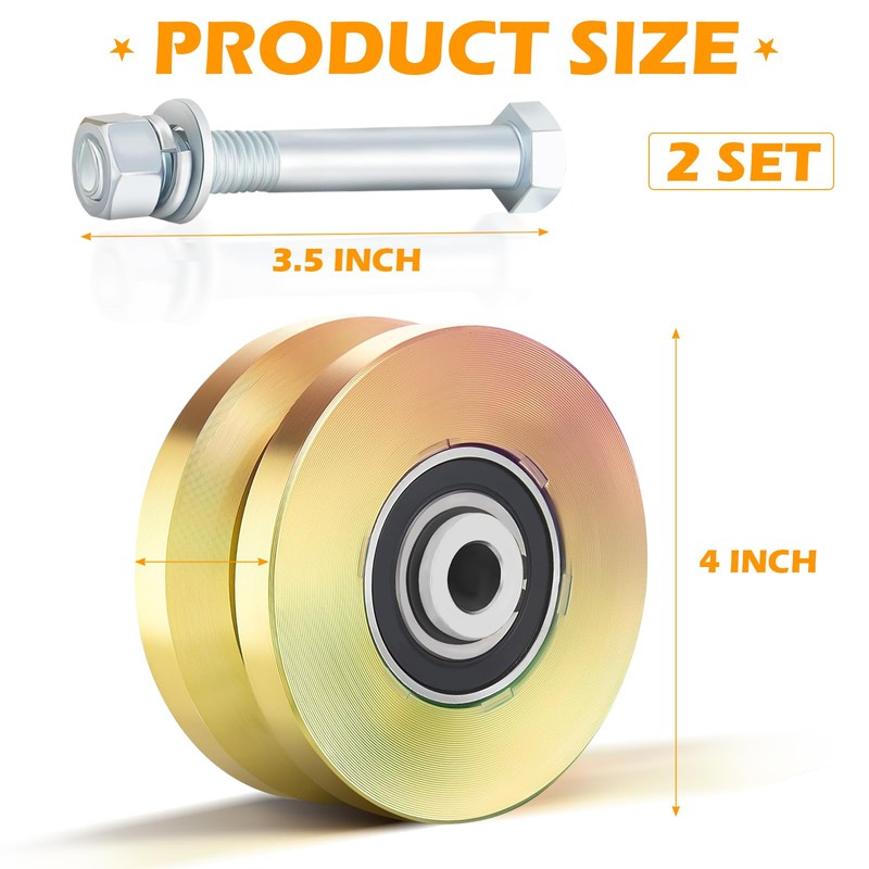 2 Sets 4" V Groove Slide Gate Roller Wheels |