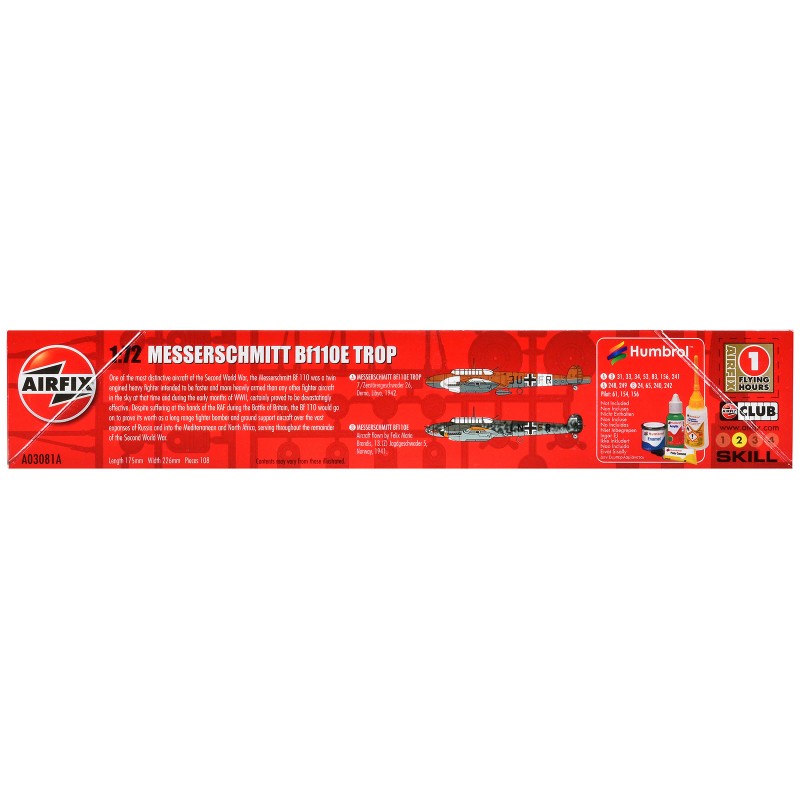 Airfix DCD Level 2 Model Kit Messerschmitt Bf110E/E-2 TROP Fighter