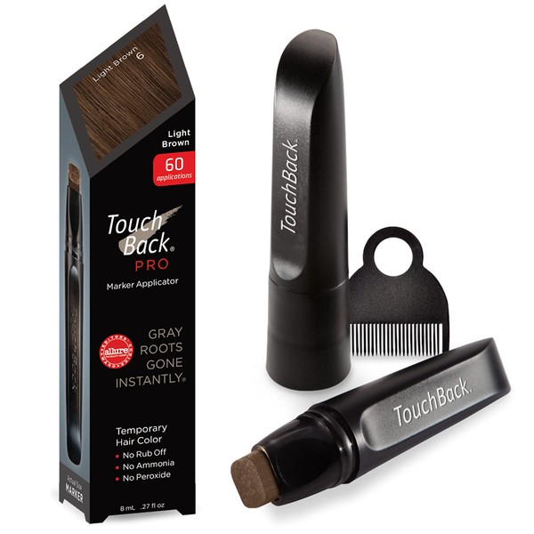 TouchBack PRO Gray Root Touch Up Marker Applicator - Real Hair Color Light Brown