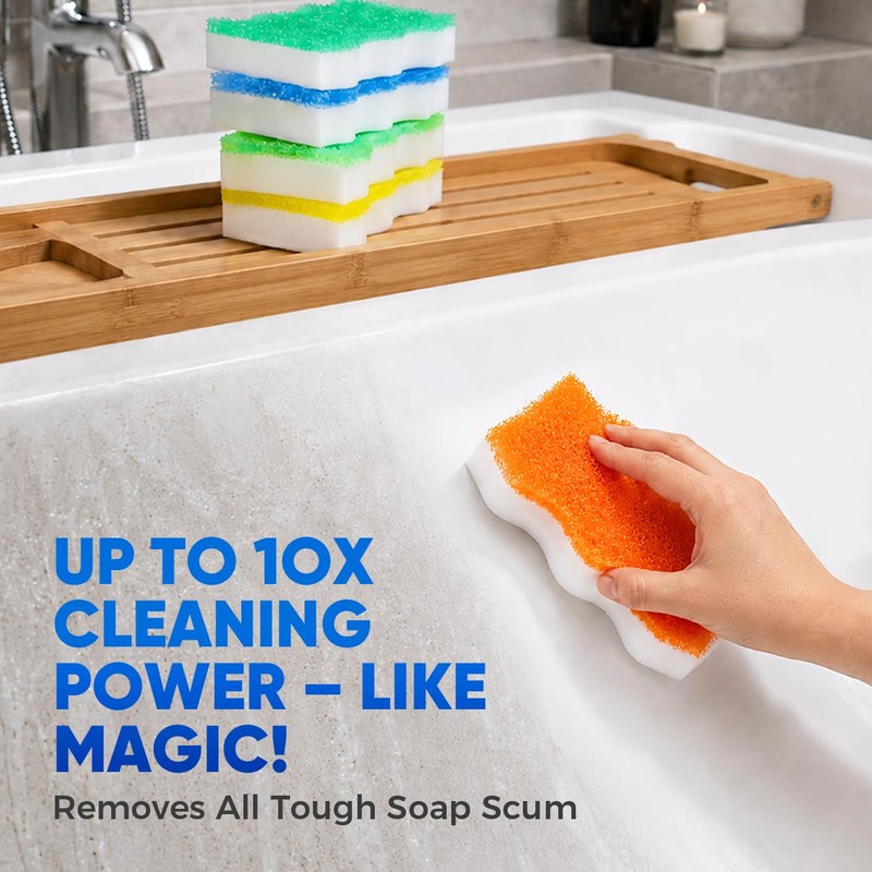 GLIMGLINT Magic Sponges Eraser for Bathroom, 6 Pack Dual-Sided Cleaning