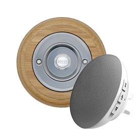 Modern Living Round Wireless Doorbell in Honey and Brushed Nickel - Nickel Press - Standard Plug in F5S