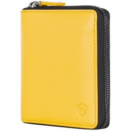 VON HEESEN Leather Wallet with RFID Protection - Wallet for Men and Women Made of Genuine Leather - Wallet with Coin Compartment - Wallet for Men and Women, yellow, 1 main compartment