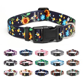 Mercano Adjustable Dog Collar - Special Design Patterns, Soft Nylon Comfortable Durable Pet Collar for Small Medium Large Dogs (L, Sunflower)