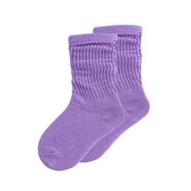 DOOVID Toddler Slouch Socks Knee High Socks Kids Boys Girls Cotton Long Crew Socks Light Purple 6-8 Years