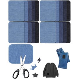 KEMUZ 20 Stück Jeans Flicken zum Aufbügeln, Verschiedene Blautöne, Stark haftender Klebstoff, Jeans Flicken zum Aufbügeln Innen und Außen für die Reparatur Kleidung Kindern und Erwachsenen