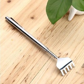 Silver Back Scratcher for Men Women,Extendable Stainless Steel Telescoping Backscratchers Relieve Itching Compact Convenient Hand Back Massager Backslap Massage Tools and Equipment for Gifts