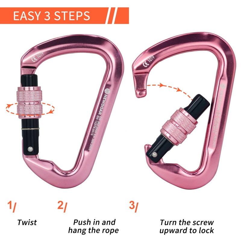 NewDoar 30KN CE Certified Climbing Carabiner Professional Heavy Duty D