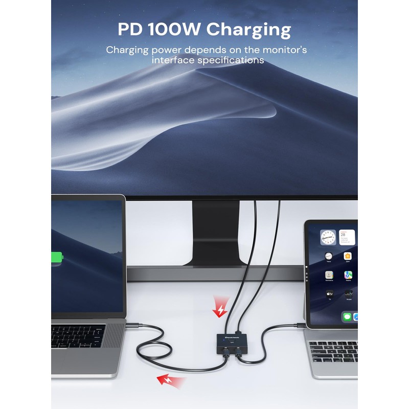 Dockteck USB C Switch, Bi-Directional Switcher 1 in 2 Out/2