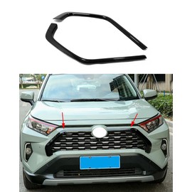 ANUNFRRE Car Accessories Fit For Toyota RAV4 2019 2020 2021 2022 ABS Front Upper Grille Mesh Cover Trim （black） 2PCS Set