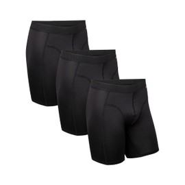DANISH ENDURANCE Men's Sports Long Leg Boxer Shorts, Breathable, Soft, Anti Chafing Briefs, 3 Pack, Black, Large