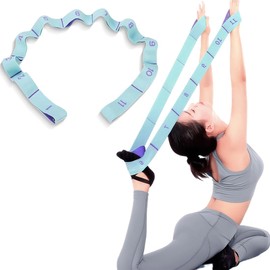 Yoga Stretching Strap, Stretching Band mit 11 Schleifen, Stretchband Fitness, Yoga Stretchband, Yoga Stretch Gurt, Yoga Stretchriem, Hochelastischer Gymnastikband, für Pilates, Tanz, Gymnastik