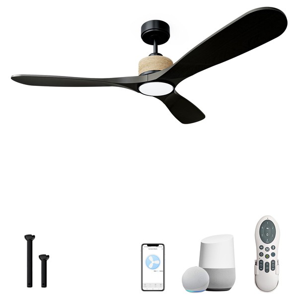 NOPAARD Hemp Rope 52 Inch Smart Ceiling Fan with Light,