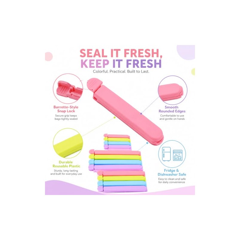 Tmflove - 12 clips de sellado para bolsas de alimentos