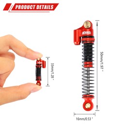 RCAWD Alloy SCX24 Shock Absorber 58 mm Extend Oil Type for Axial 1/24 SCX24 Upgrades Parts 4 Pieces/Set (Black)