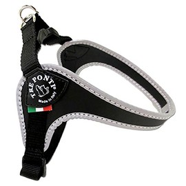 Tre Ponti Fibbia Small Dog Harness with Adjustable Belly Strap, 4 cm, Black