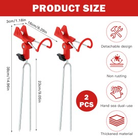 BUERPINKING Rod Holder, Fishing Rod Holder, Pack of 2, Universal Rod Stand, Fishing, Stainless Steel Rod Stand, 360° Adjustable, Fishing Accessories, Strong and Stable