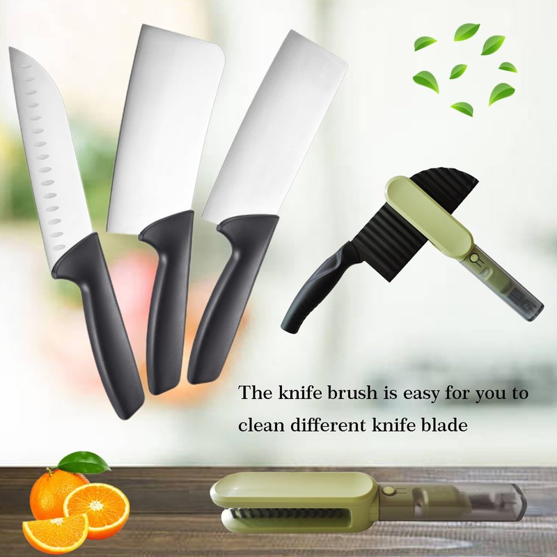 Dokpod Knife Blade Brush with Long Handle and Lid Integrate