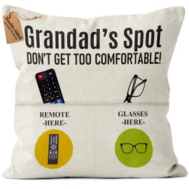 Kies GIFT®(Double-Sided) Gifts for Grandad Birthday Gifts with Pockets Cushion Cover 18x18 Inches Best Grandad Gifts Grandad Gift from Grandchildren Birthday Gifts for Grandad Grandpa Best Gifts