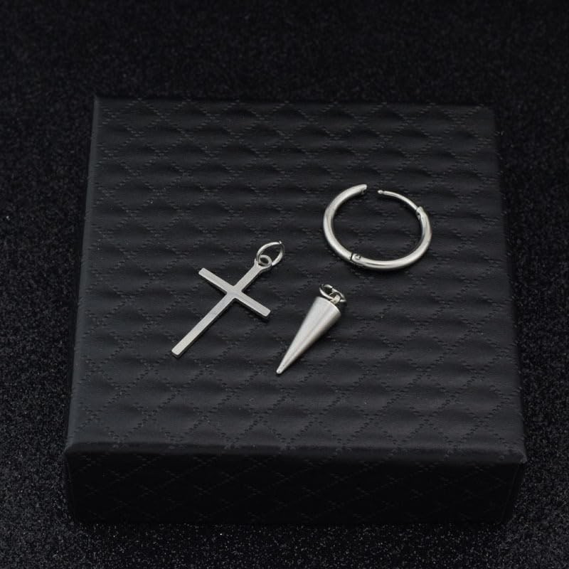Jimin Earrings, Ring, Cross Spike, Model Wearing Jimin, One Ear,