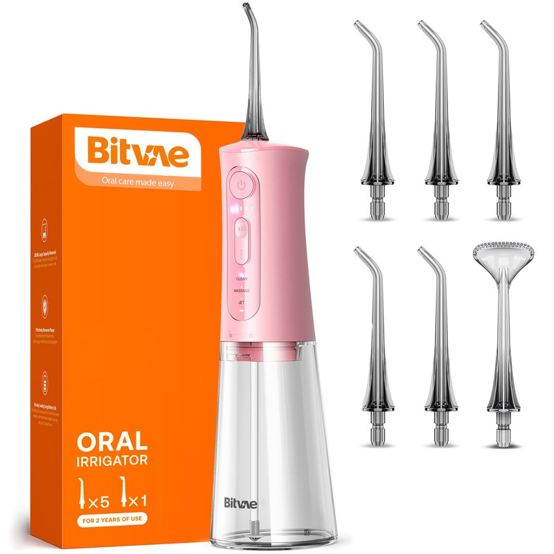 Bitvae Irrigador Bucal Inalámbrico, púas de limpieza de dientes de