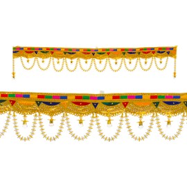 Toran Bandanwaar Decoración tradicional para colgar en la pared, puerta del hogar, templo, festival, función de boda, decoración y regalo (abalorio blancas)