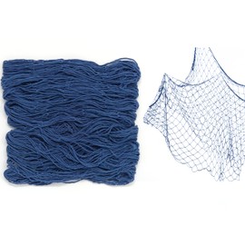 Fish Net Decoration Party Decor – Blue Cotton Netting 48” x 144” Inches. Fishnet for Nautical Theme, Pirate Party, Hawaiian Party, Underwater, Beach, Ocean & Mermaid Party.
