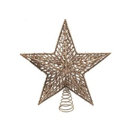Festive Productions 33cm 5-Pointed Cut-Out Pattern Plastic Christmas Tree Topper - Champagne Colour - Deluxe Christmas Tree Topper - Christmas Tree Decoration