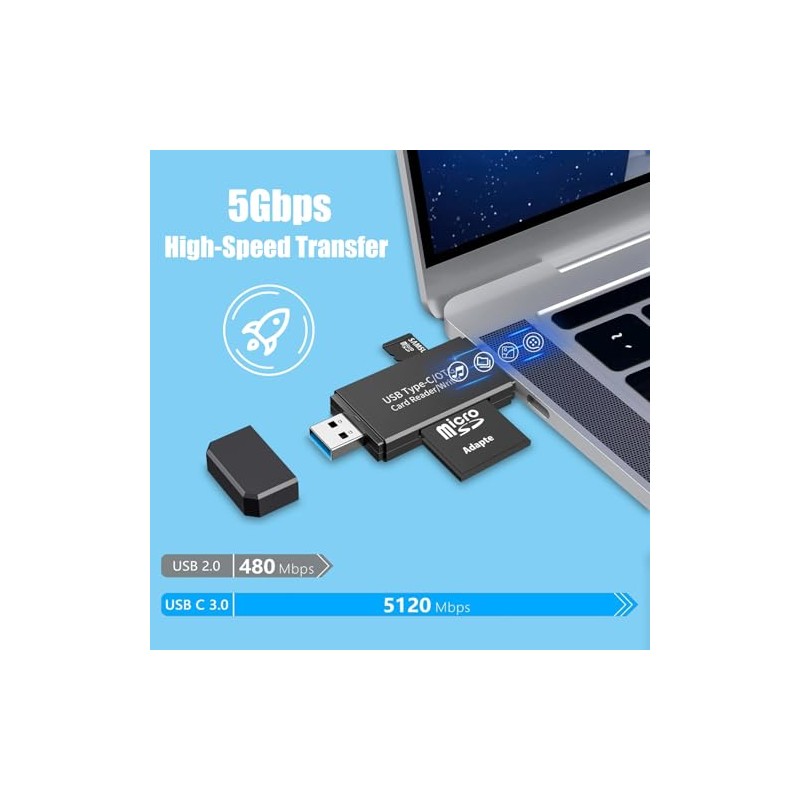 Lector de tarjetas SD USB 3.0 y USB C, adaptador