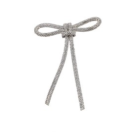 Rhinestone Bow Brooch Pin for Women Girls Long Tassel Lapel Pins Elegant Crystal Bowknot Corsage for Dress Suit Shirt Clothes Accessories Wedding Party Jewelry Gifts