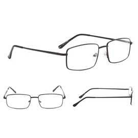 Gr8Sight 3-pack Large Rectangular Reading Glasses with Spring Temple for Men Black