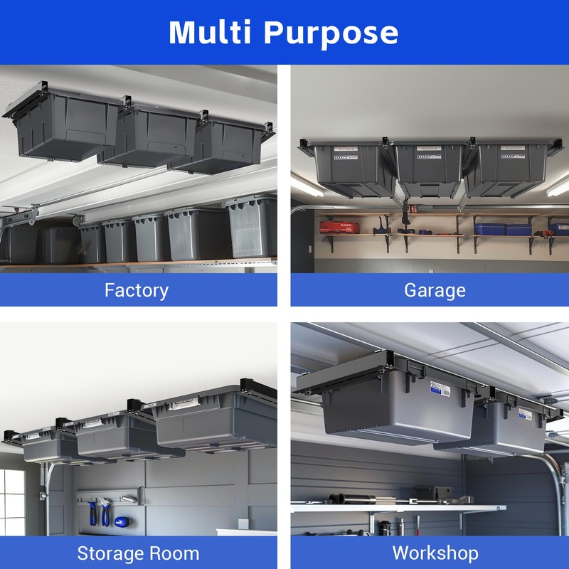 Fixirons 6 Pack Overhead Storage Bin Rack, Ceiling Racks for