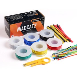 22 AWG MADCATZ Stranded Wires, 6 Colors Electrical Wire Cable PVC Insulation 30ft, Hook up Wire Kit 1007 Hookup Wire Tinned Copper for DIY Projects, Automotive Wiring