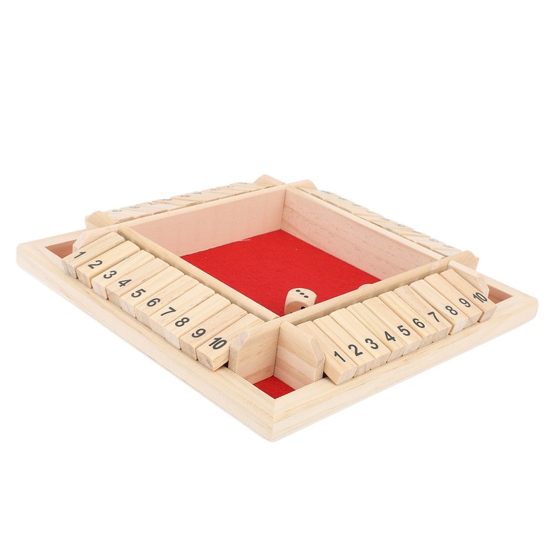 4 Sided Shut The Box Dice Game Wooden Board Table