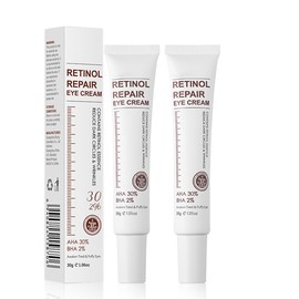 Retinol Eye Cream, Retinol Serum Eye Cream for Dark Circles and Puffy Eyes, Eye Cream with Retinol & AHA 30% & BHA 2% & Hyaluronic Acid for Fine Lines & Wrinkles Saggy Skin Puffy Eyes (2 PCS, 1)