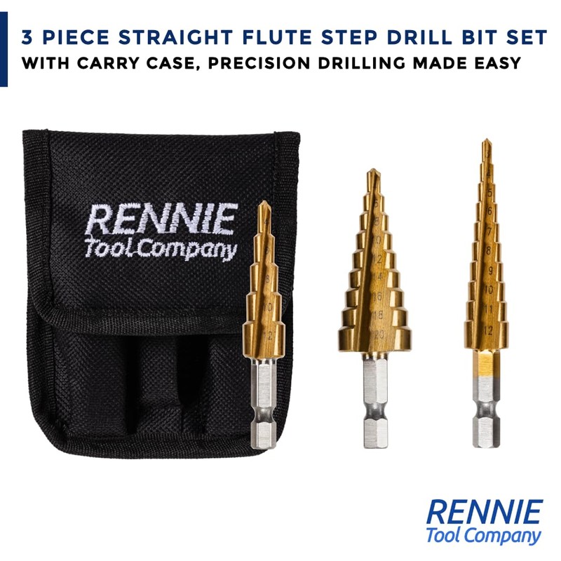 RENNIE TOOLS - 3 Piece Large HSS Step Cone Drill