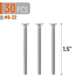 Bates- Wall Plate Screws, 6-32 x 1.5, 30 pcs, Long Screws, 6-32 Screws, Long Electrical Outlet Screws, Long Outlet Screws, Outlet Cover Screws Wall Plate Screws