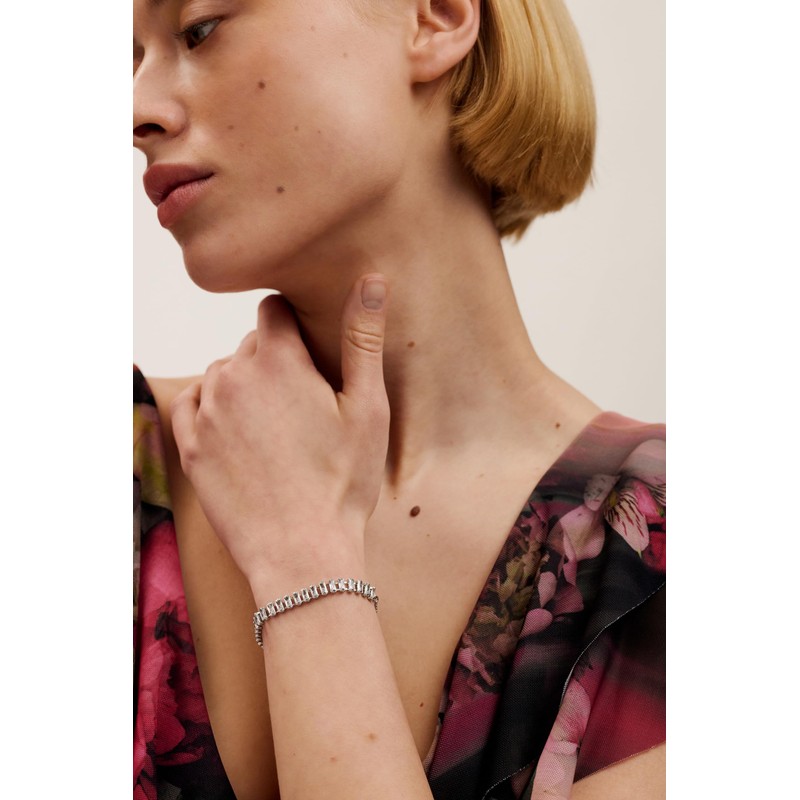 Ted Baker Isabela Crystal Baguette Adjustable Bracelet For Women (Silver/Crystal)