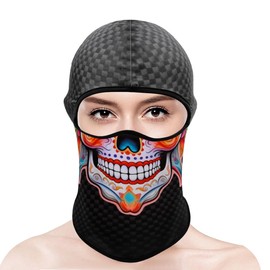 Cutewing Full Face Mask for Women Skull Print Balaclava Sun Protection Face Cover Mask Windproof Ski Mask Outdoor Hood Headwear Mask Neck Gaiter for Motorcycle Fishing Snowboarding with 3PCS