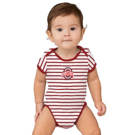 Two Feet Ahead Ohio State Buckeyes Striped Baby Bodysuit Creeper Baby Boy Clothes for Newborn infants (6 Months,Ohio State Buckeyes)