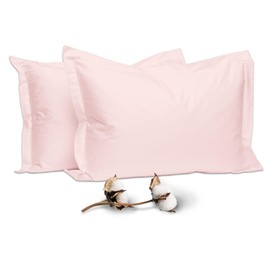 Pizuna 100% Cotton Standard Pillowcases 2 Pack Light Pink 50x75cm, 400 Thread Count Long Staple Combed Cotton Soft Pillow Cover, Sateen Weave Oxford Pillow Cases (Cooling Pillowcase 2PC)