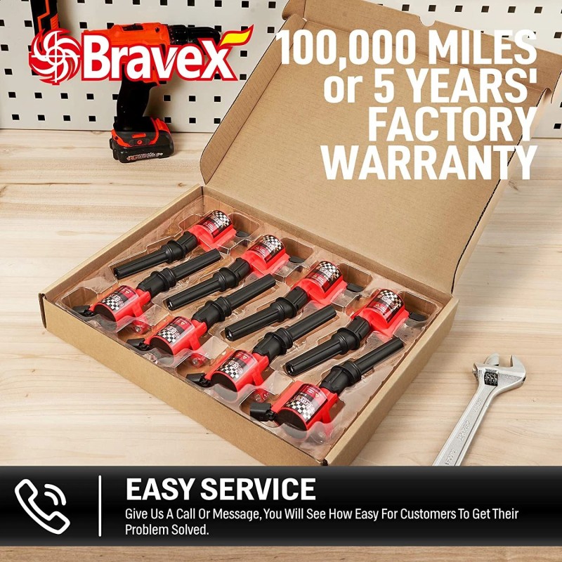 Bravex Straight Boot Ignition Coils 15% More Energy F-150 for