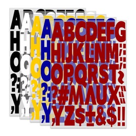 270 Pieces 2 Inch Letters Iron on Letters Alphabet for Sports Jerseys T Shirts Team Name Clothes Slogan Printing Craft Decoration (5 Sheets (White, Blue, Red, Yellow, Black))