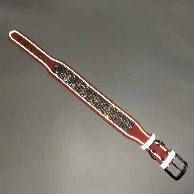 Serijoars Rhinestone Dog Collar, Dazzling Sparkling Soft Comfortable Reflective Large
