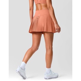 SANTINY Pleated Tennis Skirt for Women with Pockets Shorts Women's High Waisted Lightweight Athletic Golf Skorts Skirts for Casual(Scorched Red Coral_M)
