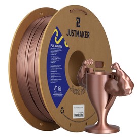 JUSTMAKER PLA Metallic Finish 3D Printer Filament, Metallic Shining Filament Without Paint, Dimensional Accuracy +/-0.03mm, 1.75mm, Upgrade Cardboard Spool,Fit Most FDM Printer, 1 kg, Rose Gold