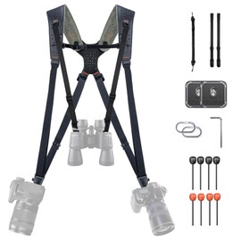 PGYTECH PGYTECH Camera Strap Master, Dual Shoulder Harness for 3 Cameras, 60mm Leather Ergonomic Shoulder Pad, Adjustable Camera Harness for Professional Photographers, DSLR/Mirrorless Camera Straps, Black